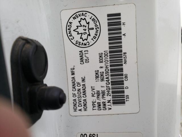 2HGFG4A59DH101001 - 2013 HONDA CIVIC SI 白色 照片 13