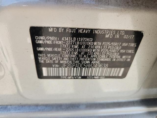 JF2GPADC5HH249638 - 2017 SUBARU CROSSTREK PREMIUM Ақ фото 13