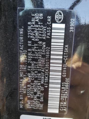 4T1BK3EK3BU116802 - 2011 TOYOTA CAMRY SE BLACK photo 12