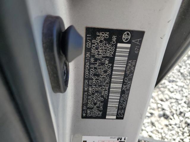 JTDBU4EE7B9138674 - 2011 TOYOTA COROLLA BASE SILVER photo 12