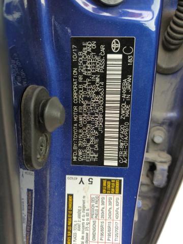 JTDKBRFUXH3056314 - 2017 TOYOTA PRIUS BLUE photo 13