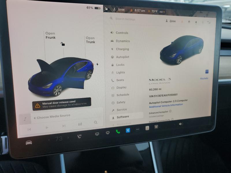 5YJ3E1EA9JF059881 - 2018 TESLA MODEL 3 ლურჯი ფოტო 9