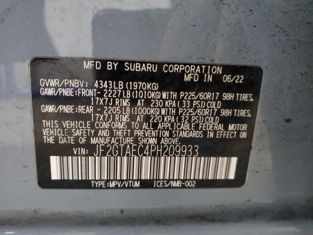 JF2GTAEC4PH209933 - 2023 SUBARU CROSSTREK PREMIUM ლურჯი ფოტო 12