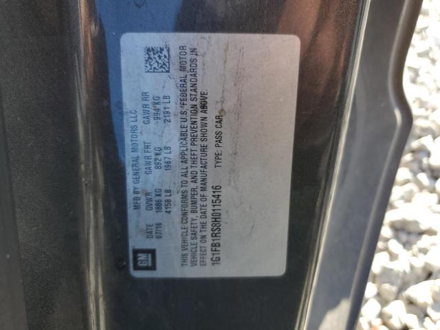 1G1FB1RS8H0115416 - 2017 CHEVROLET CAMARO LT GRAY photo 12