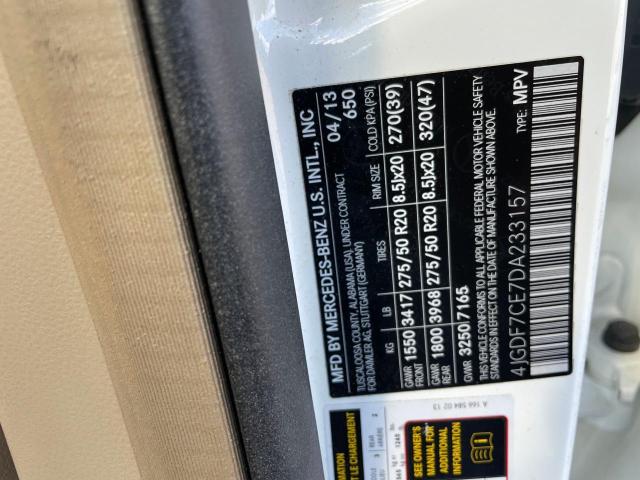 4JGDF7CE7DA233157 - 2013 MERCEDES-BENZ GL 450 4MATIC WHITE photo 10