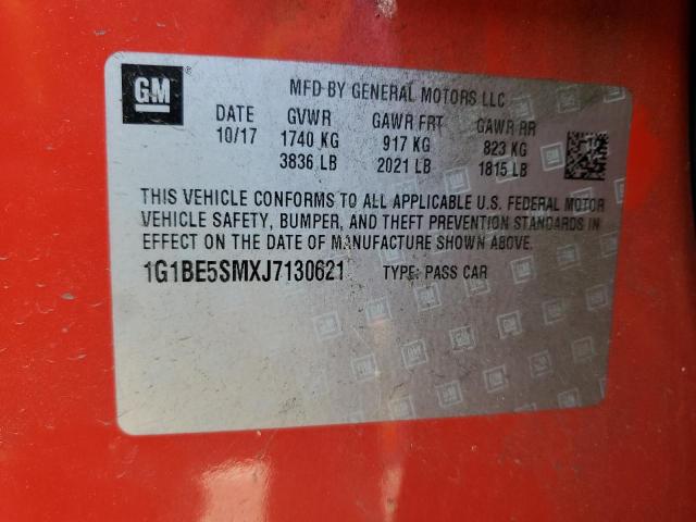 1G1BE5SMXJ7130621 - 2018 CHEVROLET CRUZE LT წითელი ფოტო 12