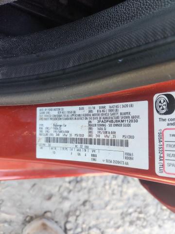 3FADP4BJ8KM112030 - 2019 FORD FIESTA SE წითელი ფოტო 12