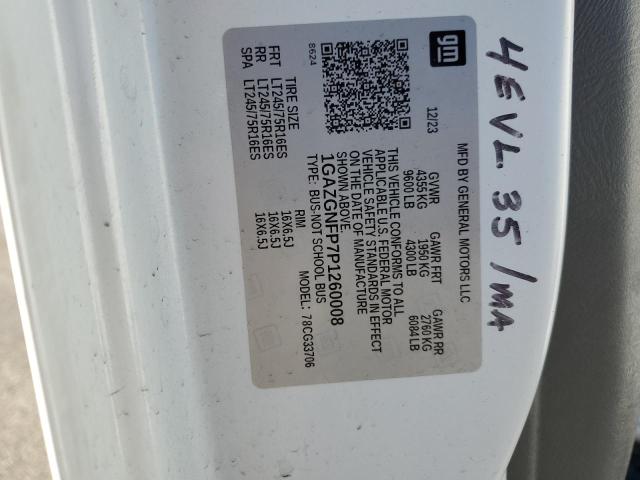 1GAZGNFP7P1260008 - 2023 CHEVROLET EXPRESS G3500 LS WHITE photo 13