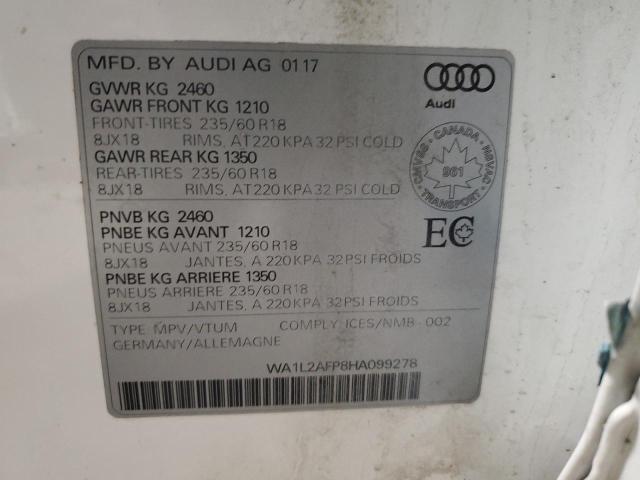 WA1L2AFP8HA099278 - 2017 AUDI Q5 PREMIUM PLUS أبيض صورة 14