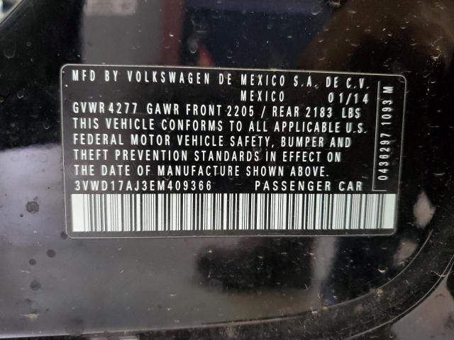 3VWD17AJ3EM409366 - 2014 VOLKSWAGEN JETTA SE Qara foto 12