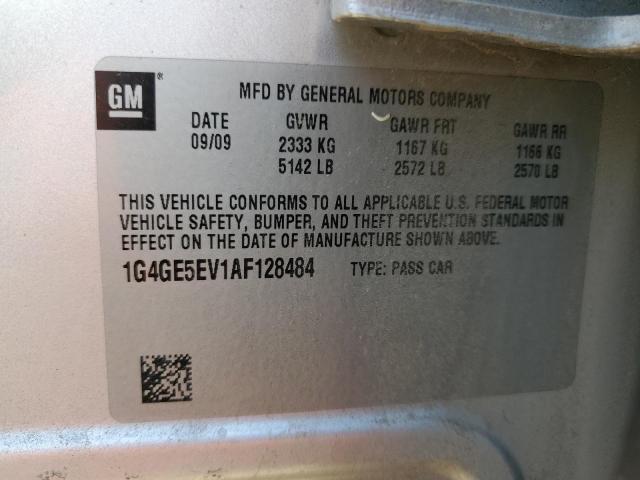 1G4GE5EV1AF128484 - 2010 BUICK LACROSSE CXS SILVER photo 12