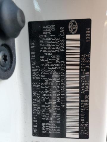 4T1T11AK3PU170223 - 2023 TOYOTA CAMRY SE NIGHT SHADE WHITE photo 13