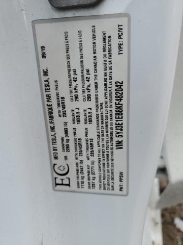 5YJ3E1EB8KF482042 - 2019 TESLA MODEL 3 Білий фото 13