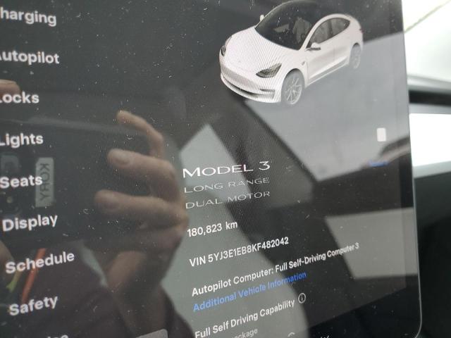 5YJ3E1EB8KF482042 - 2019 TESLA MODEL 3 Білий фото 9