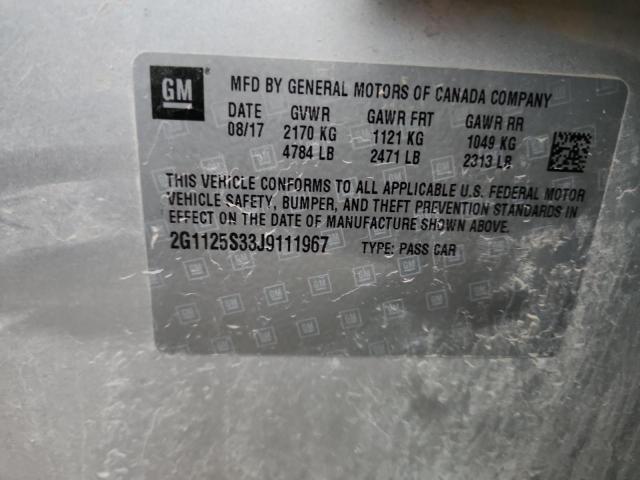 2G1125S33J9111967 - 2018 CHEVROLET IMPALA PREMIER SILVER photo 12