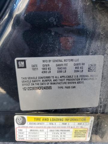 1G1ZC5E09CF240565 - 2012 CHEVROLET MALIBU 1LT BLACK photo 12