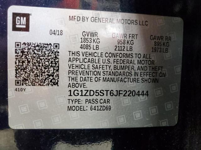 1G1ZD5ST6JF220444 - 2018 CHEVROLET MALIBU LT BLUE photo 12