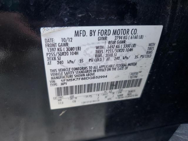 1FM5K7F88DGB52994 - 2013 FORD EXPLORER LIMITED 黑色 照片 13