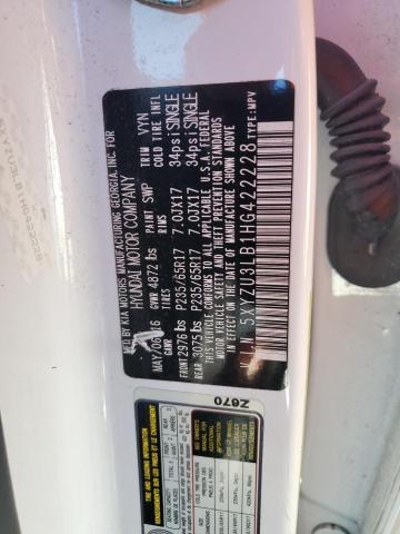 5XYZU3LB1HG422228 - 2017 HYUNDAI SANTA FE S WHITE photo 13