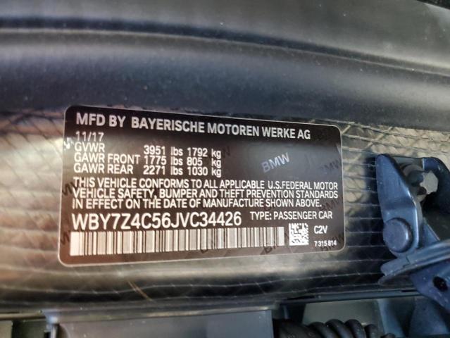 WBY7Z4C56JVC34426 - 2018 BMW I3 REX გრაფიტი ფოტო 12