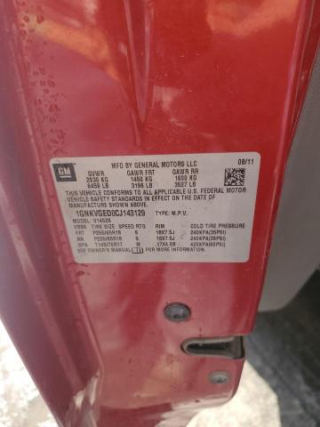 1GNKVGED0CJ143129 - 2012 CHEVROLET TRAVERSE LT 红色 照片 13