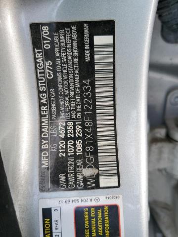 WDDGF81X48F122334 - 2008 MERCEDES-BENZ C 300 4MATIC SILVER photo 12