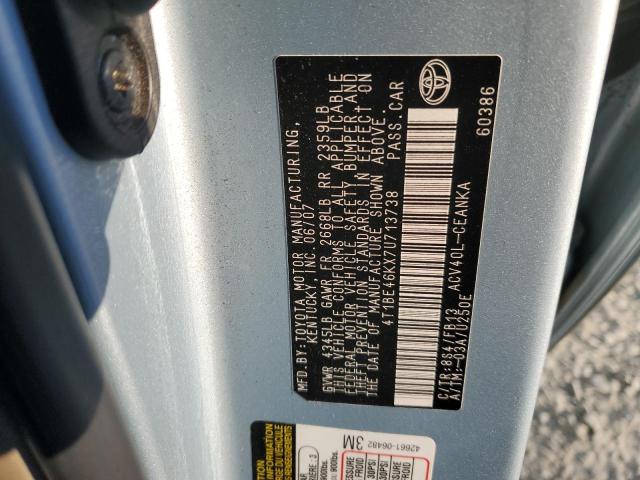 4T1BE46KX7U713738 - 2007 TOYOTA CAMRY CE BLUE photo 12