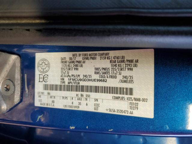 1FMCU9GD3HUE99682 - 2017 FORD ESCAPE SE Mavi foto 14