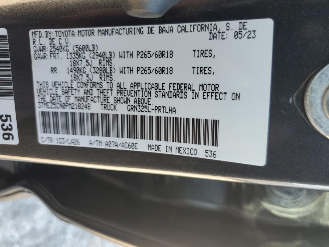 3TMEZ5CN0PM210248 - 2023 TOYOTA TACOMA DOUBLE CAB 石墨色 照片 12