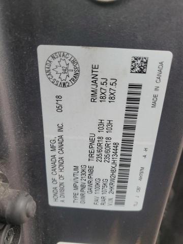 2HKRW2H8XJH134448 - 2018 HONDA CR-V EXL Gris photo 12