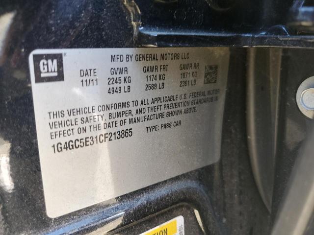 1G4GC5E31CF213865 - 2012 BUICK LACROSSE Սև լուսանկար 12