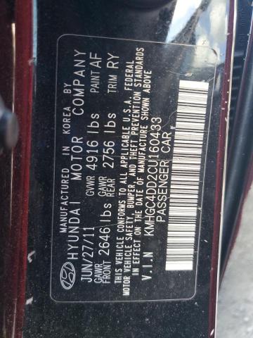 KMHGC4DD2CU160433 - 2012 HYUNDAI GENESIS 3.8L Czarny zdjęcie 13