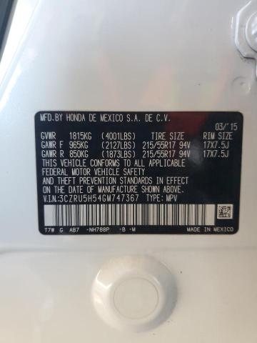 3CZRU5H54GM747367 - 2016 HONDA HR-V EX WHITE photo 12