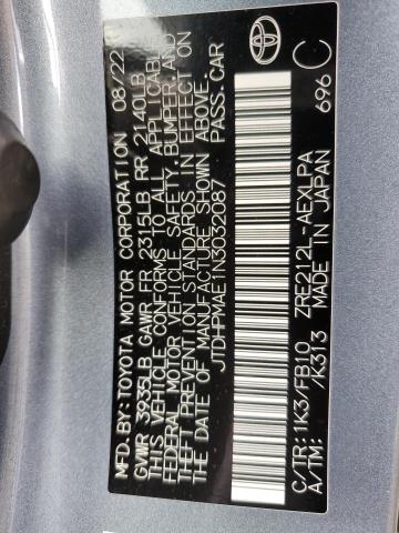 JTDHPMAE1N3032087 - 2022 TOYOTA COROLLA LE 蓝色 照片 12