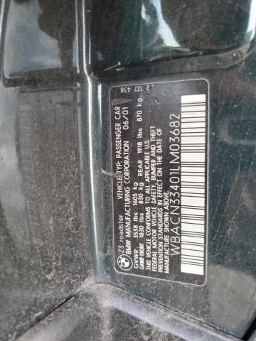 WBACN33401LM03682 - 2001 BMW Z3 2.5 Կանաչ լուսանկար 12