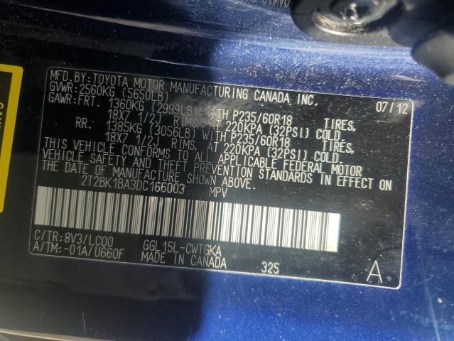 2T2BK1BA3DC166003 - 2013 LEXUS RX 350 BASE Чорний фото 13