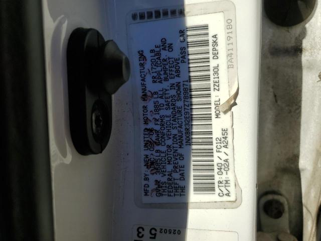 1NXBR32E97Z789871 - 2007 TOYOTA COROLLA CE WHITE photo 12