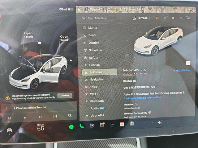 5YJ3E1EB9KF393726 - 2019 TESLA MODEL 3 Blanco foto 9