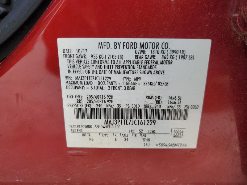 MAJ3P1TE7JC161229 - 2018 FORD ECOSPORT SE წითელი ფოტო 14