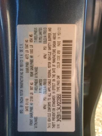 3MZBN1L34JM203958 - 2018 MAZDA 3 TOURING BLUE photo 12