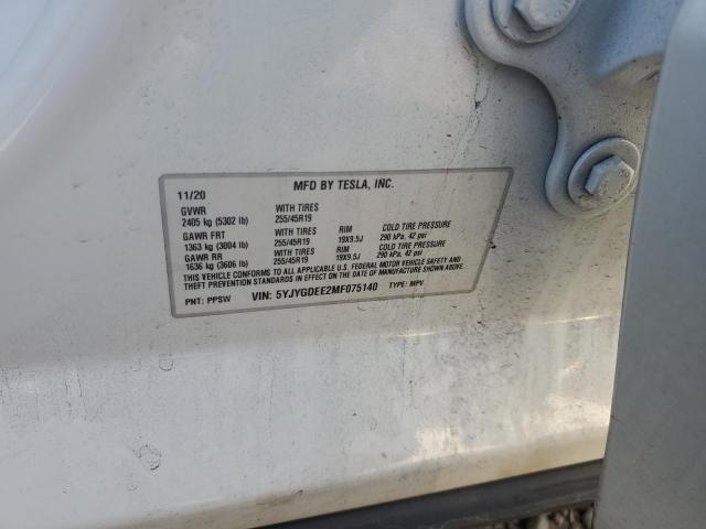 5YJYGDEE2MF075140 - 2021 TESLA MODEL Y Ağ foto 13