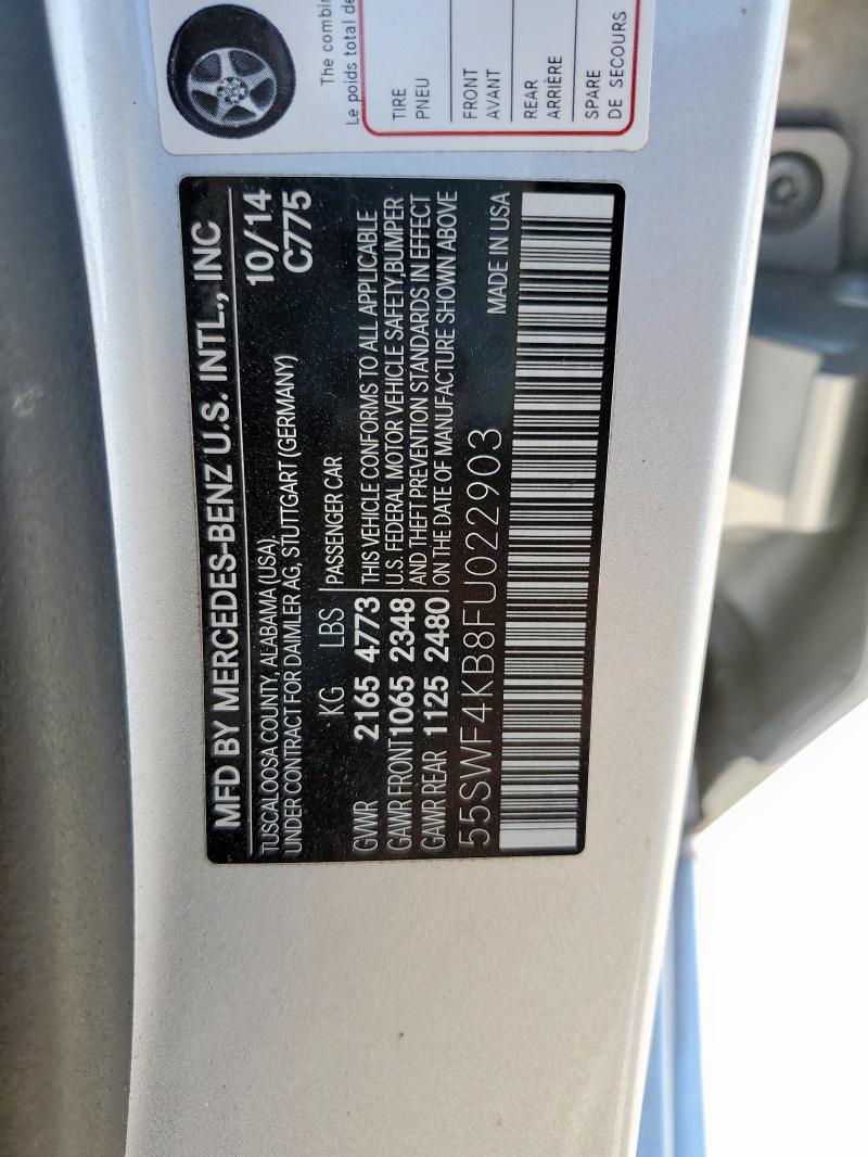 55SWF4KB8FU022903 - 2015 MERCEDES-BENZ C 300 4MATIC SILVER photo 12