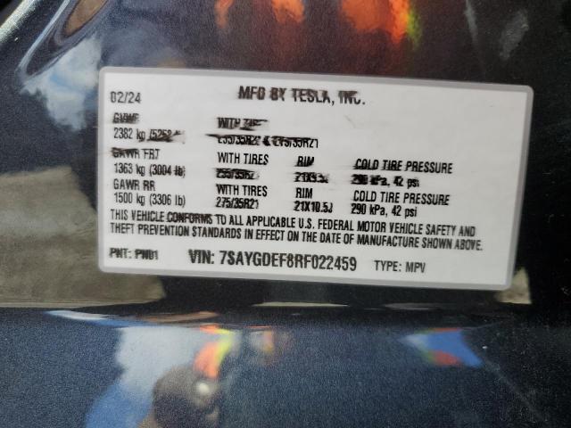 7SAYGDEF8RF022459 - 2024 TESLA MODEL Y فحمي صورة 14