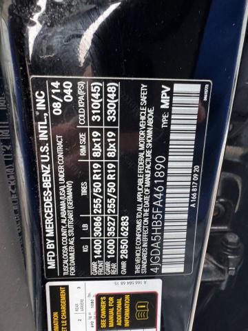 4JGDA5HB5FA461890 - 2015 MERCEDES-BENZ ML 350 4MATIC BLACK photo 13