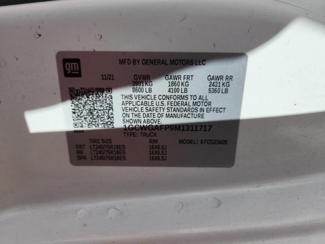 1GCWGAFP9M1311717 - 2021 CHEVROLET EXPRESS თეთრი ფოტო 13