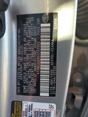 4T1BE32K85U557003 - 2005 TOYOTA CAMRY LE Grau Foto 12