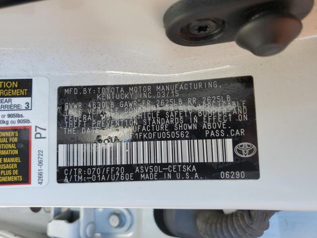 4T1BF1FK0FU050562 - 2015 TOYOTA CAMRY LE WHITE photo 12