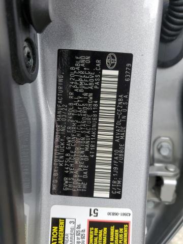 4T1R11AK0NU681184 - 2022 TOYOTA CAMRY LE ვერცხლისფერი ფოტო 12