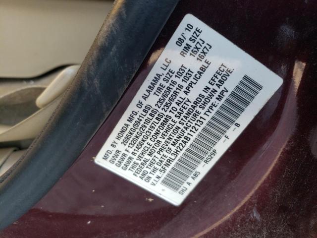 5FNRL3H22AB112131 - 2010 HONDA ODYSSEY LX BURGUNDY photo 14