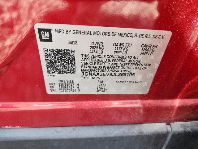 3GNAXJEV9JL365105 - 2018 CHEVROLET EQUINOX LT წითელი ფოტო 13